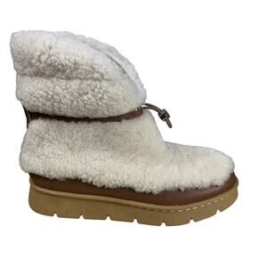 Marc Fisher  Kamryn Brown & Ivory Shearling Boots - Size 5.5